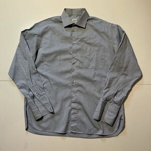 Armani Collezioni Made In Italy Blue Striped Long Sleeve Button Dress Shirt